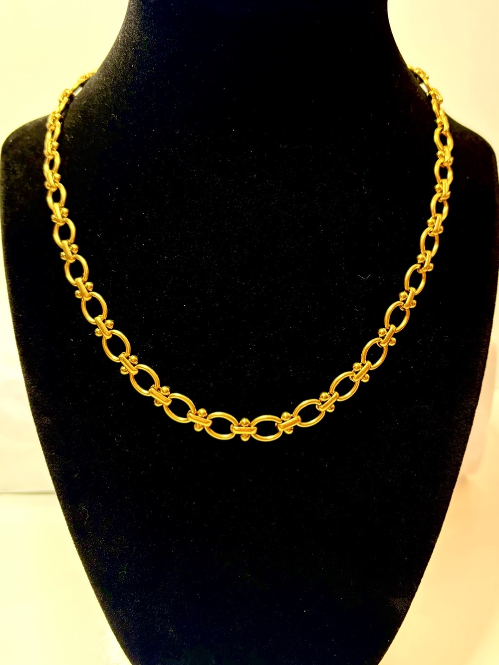 18k PVD Gold Link Chain Necklace - 2 ways to wear! 16 inches; toggle closure!